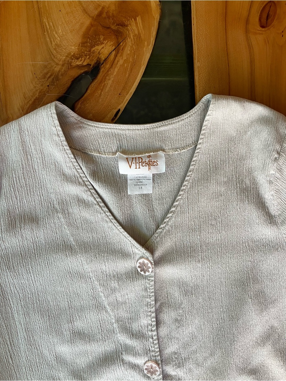 V.I Petites Linen Button-Up Top Made In Canada Vintage Size 14